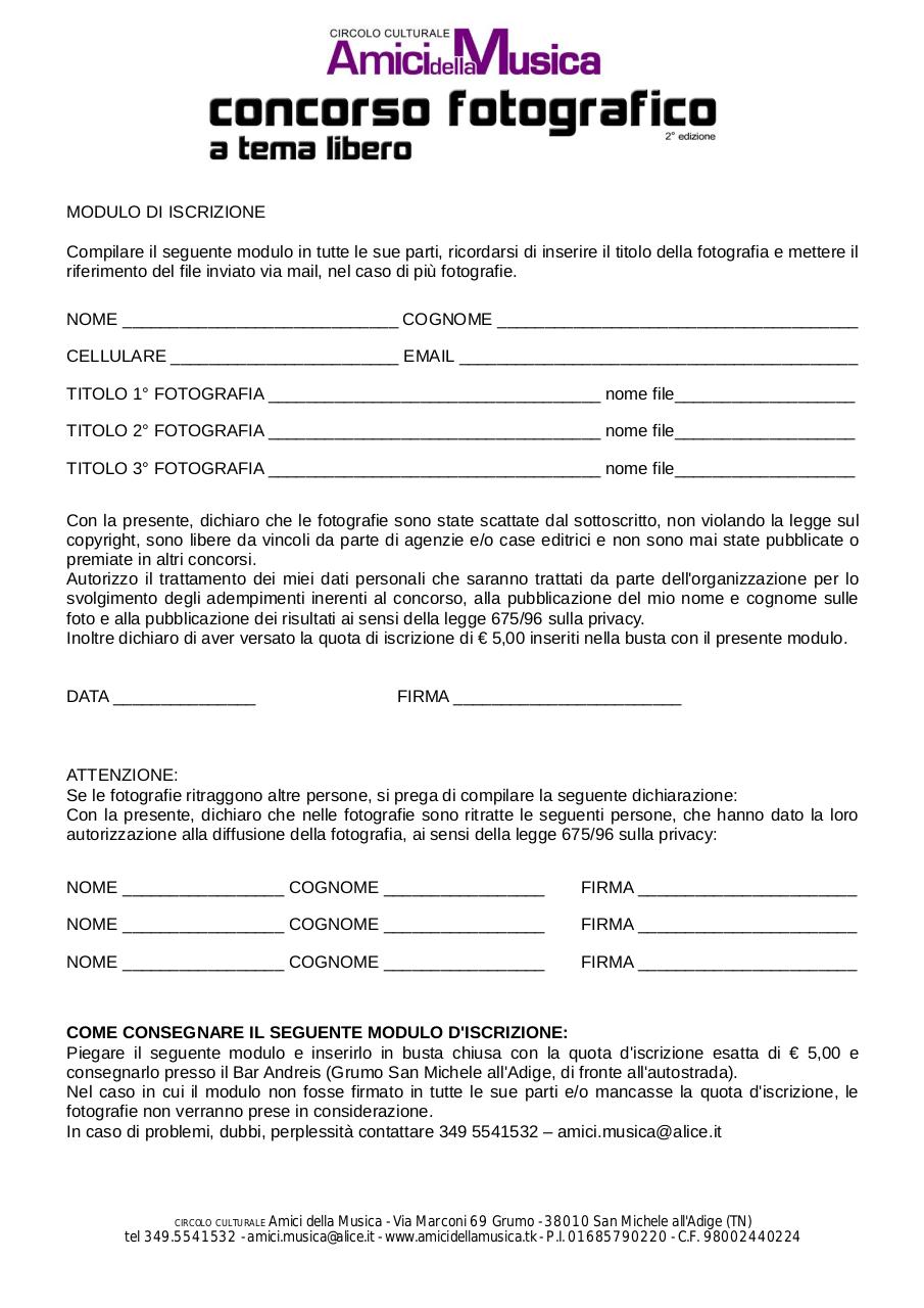 Document preview Modulo iscrizione Concorso Fotografico.pdf - page 1/1