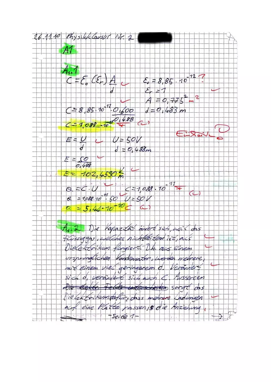 Page 1 of 6, Klausur 2 Physik LK 2010 Antworten