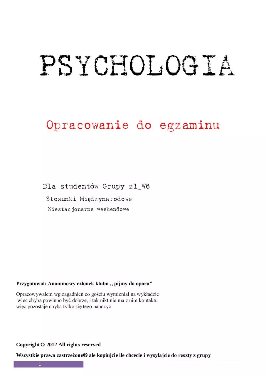 Page 1 of 21, PSYCHOLOGIA opracowanie