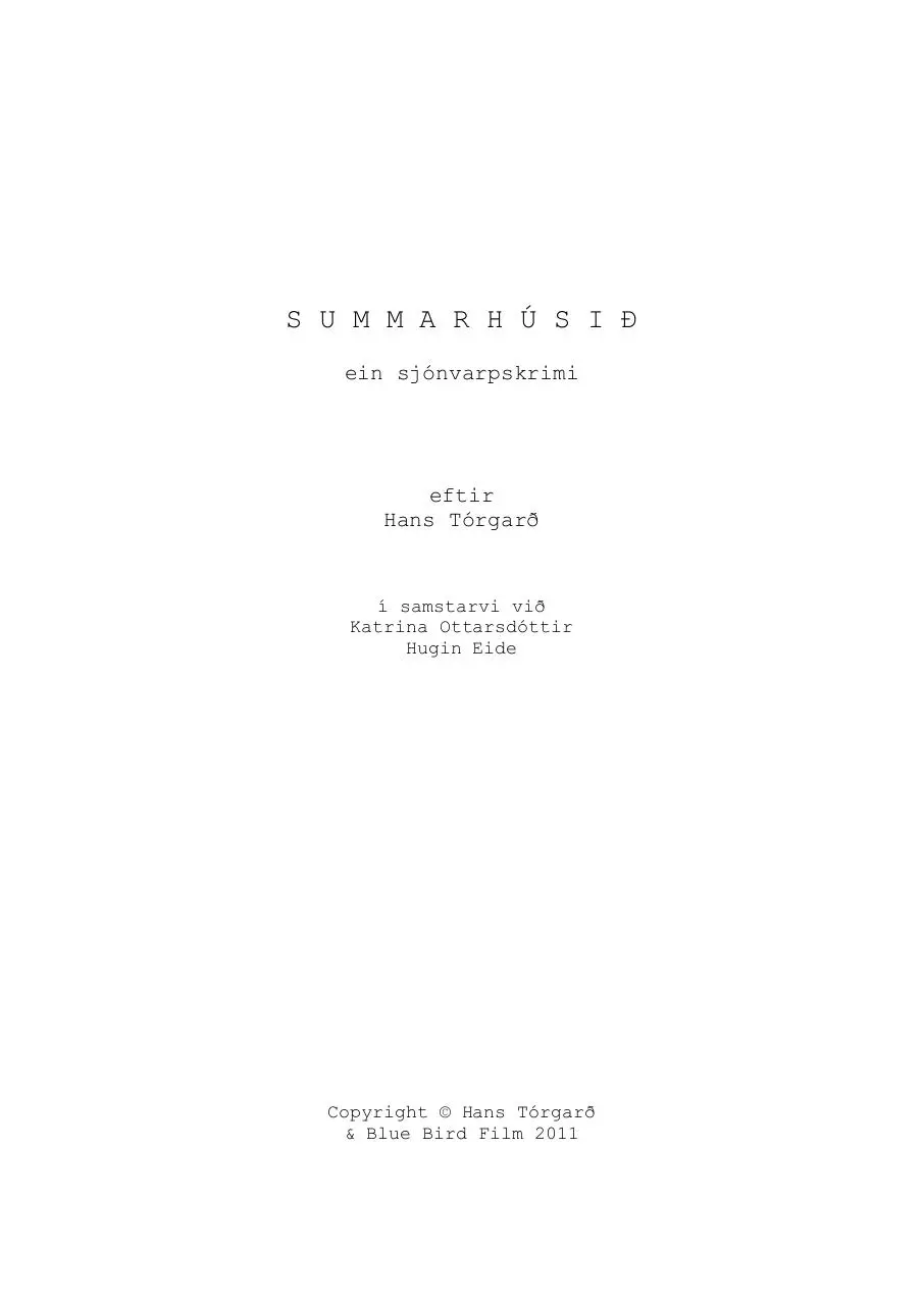 Page 1 of 8, SUMMARHÚSIÃ. Brot úr handritinum.