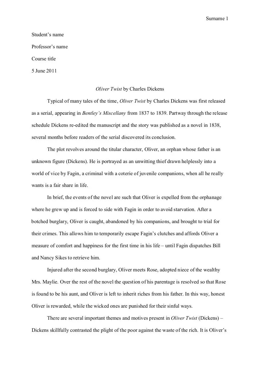 Page 1 of 3, Oliver Twist