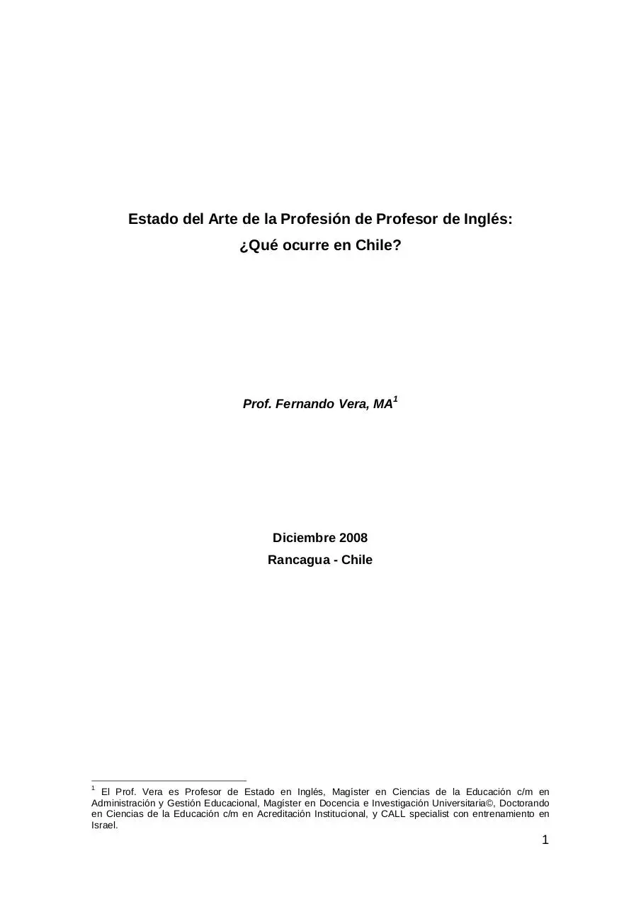 Page 1 of 16, Estado del Arte de la Profesion de Profesor de Ingles