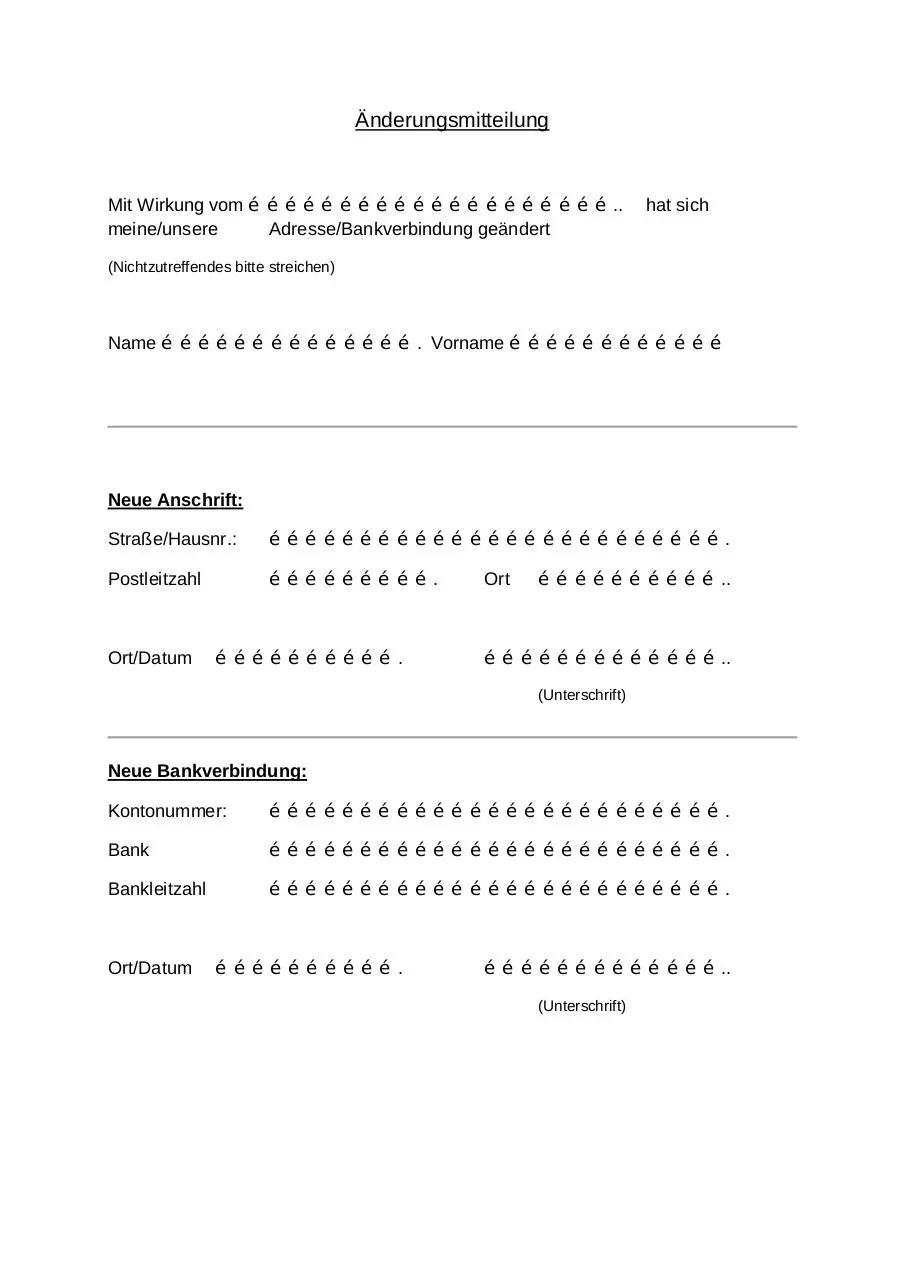 Page 1 of 1, Änderungsmitteilung