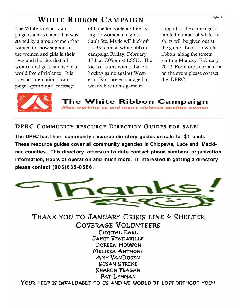 Page 3 of 4, February Newsletter