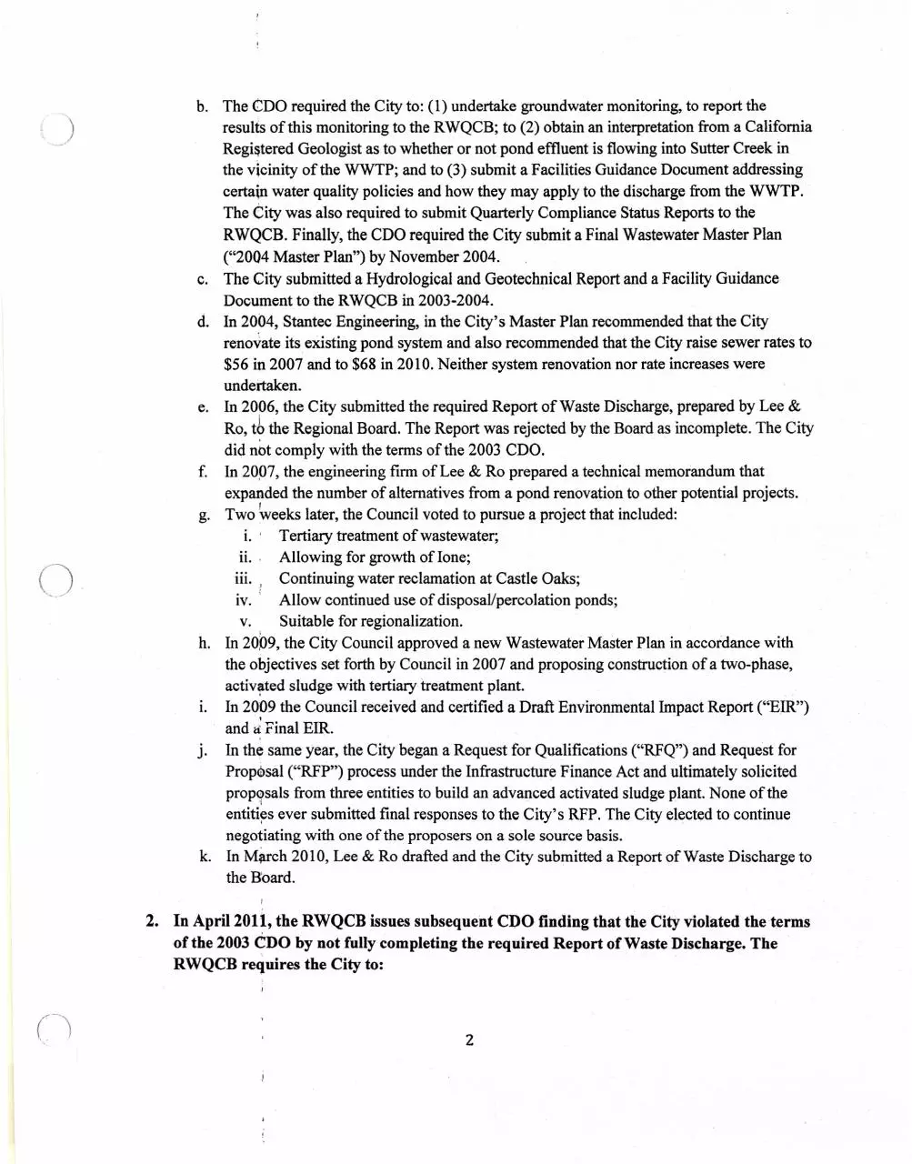 Page 2 of 12, MaynardLaw LettertoMayor IoneWastewaterRecommendations
