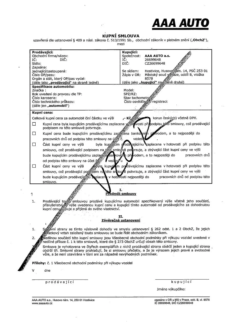 Page 1 of 4, AAA auto Smlouva a Podminky2