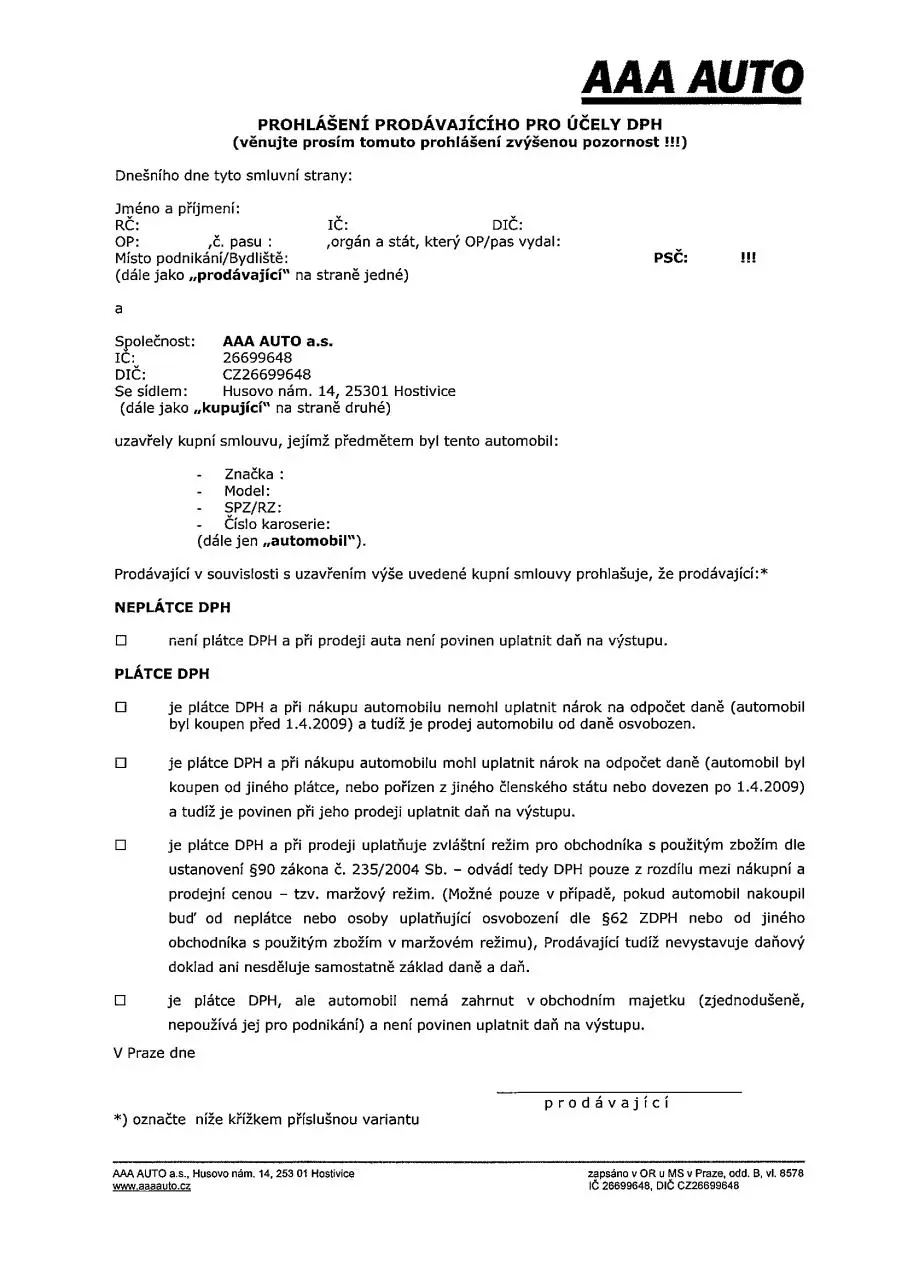Page 3 of 4, AAA auto Smlouva a Podminky2