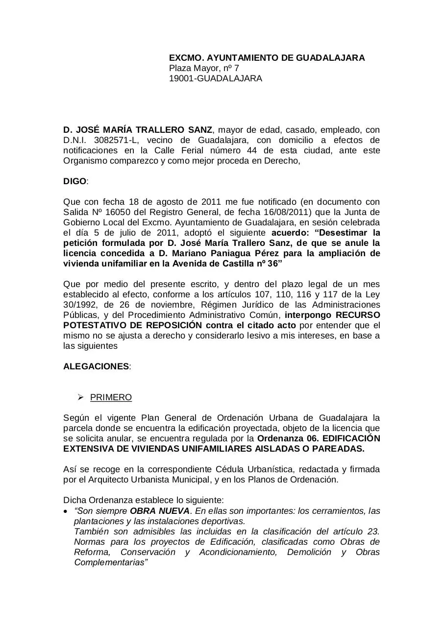 Page 1 of 18, RECURSO REPOSICION