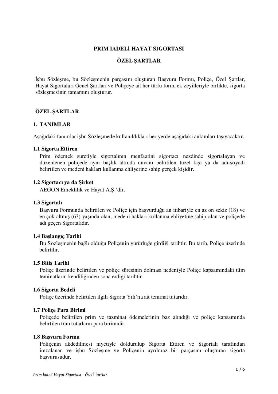 Page 1 of 6, prim iadeli ozel sartlar