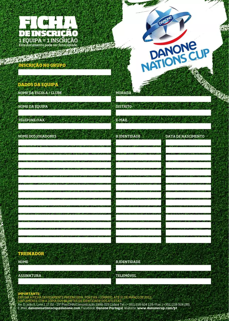 Page 2 of 2, DNC2012 FICHA DE INSCRIÇÃO