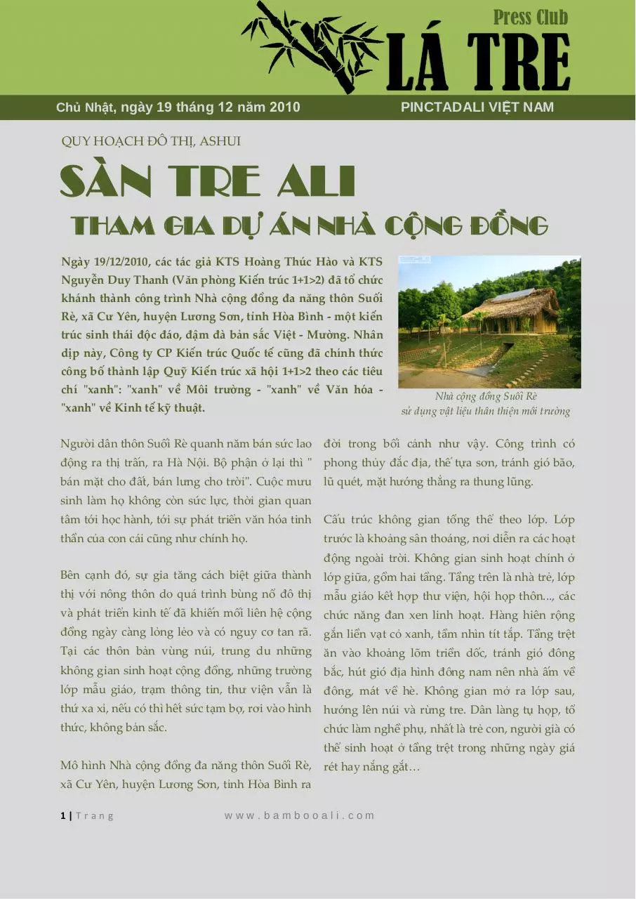 Page 1 of 2, 20101219. San tre Ali Nha cong dong Suoi Re