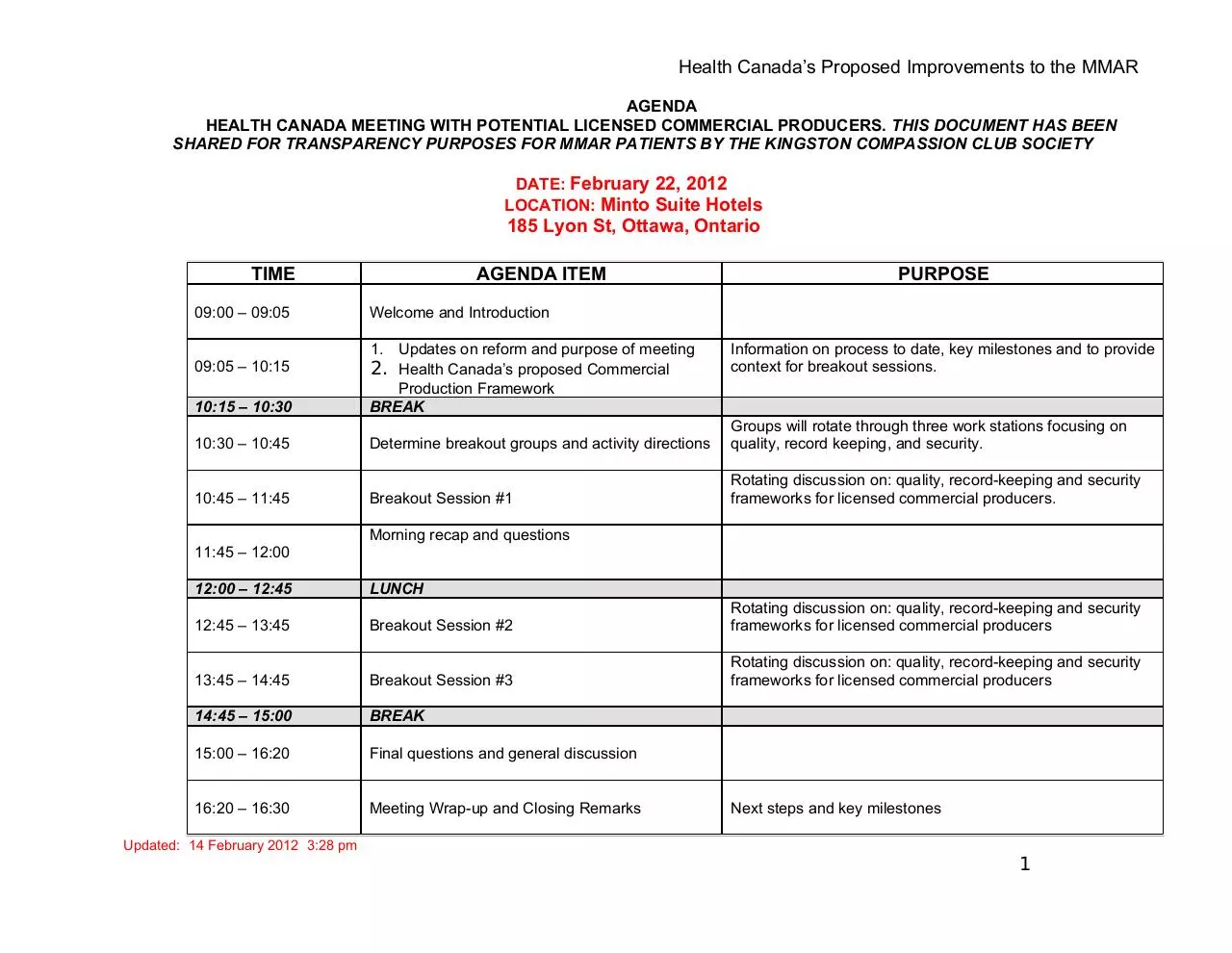 Page 1 of 3, 6 LCP Meeting Agenda in both official Languages