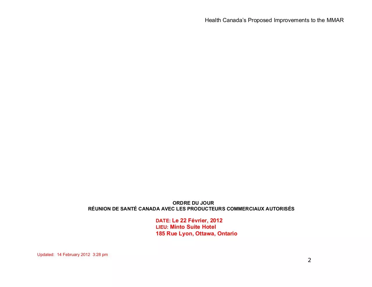 Page 2 of 3, 6 LCP Meeting Agenda in both official Languages