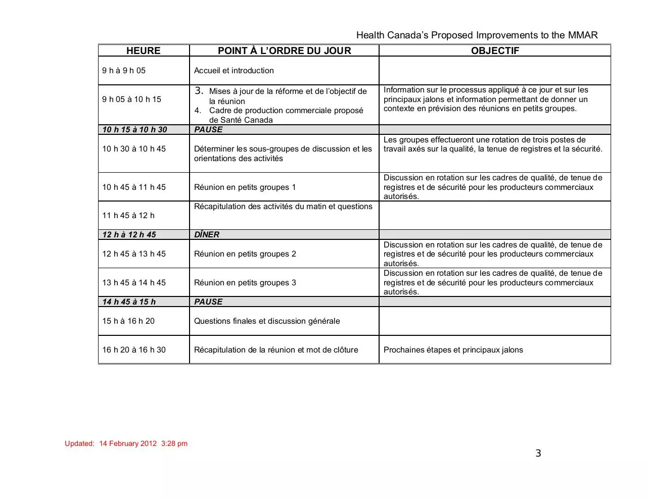 Page 3 of 3, 6 LCP Meeting Agenda in both official Languages
