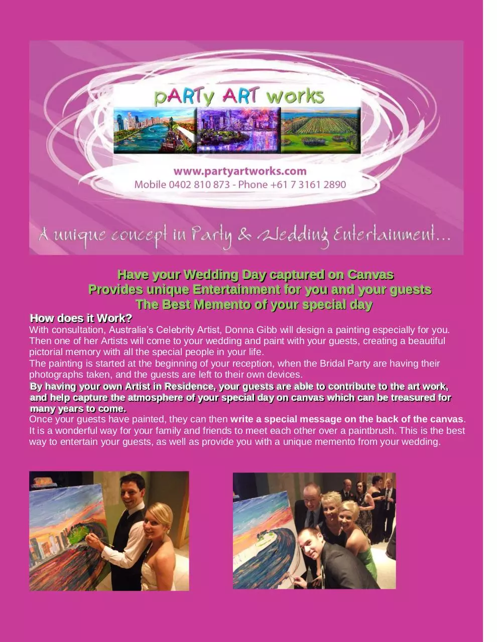Page 1 of 4, party artworks weddings pdf