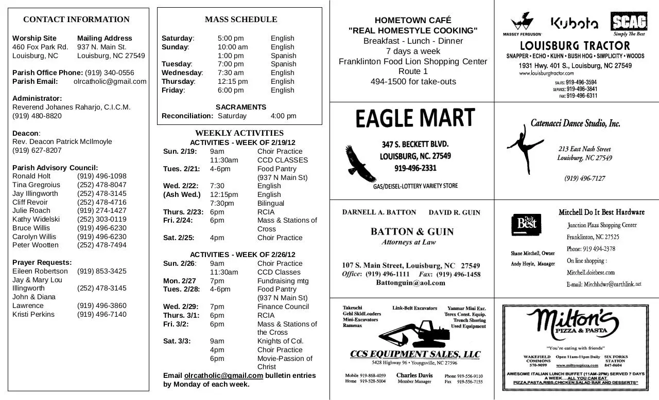 Page 2 of 6, BULLETIN 2 19 12