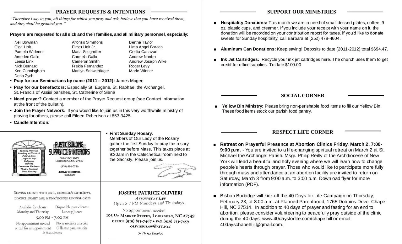 Page 5 of 6, BULLETIN 2 19 12