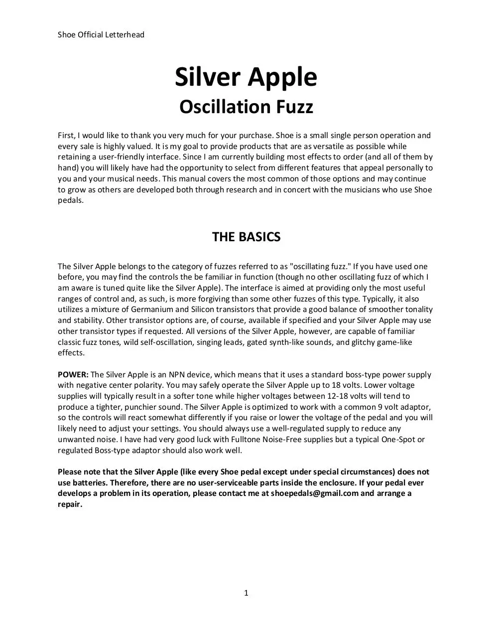 Page 1 of 5, Shoe Silver Apple Manual