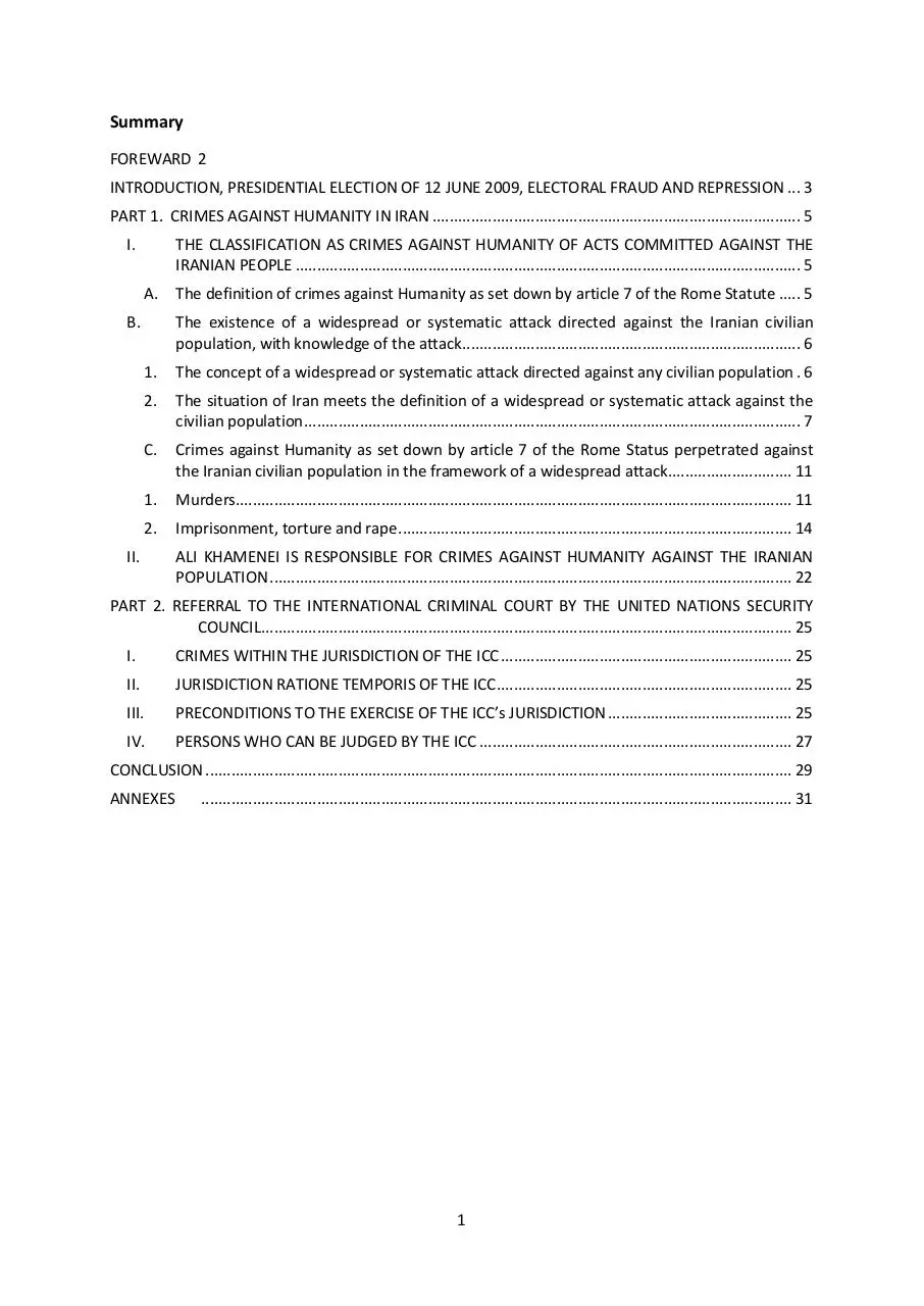 Page 2 of 44, bericht ueber die verbrechen gegen die menschlichkeit im iran