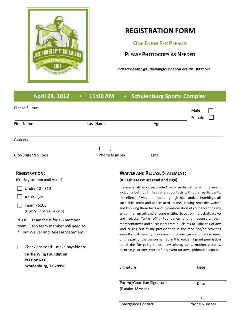 Page 2 of 2, Derby Entry Form