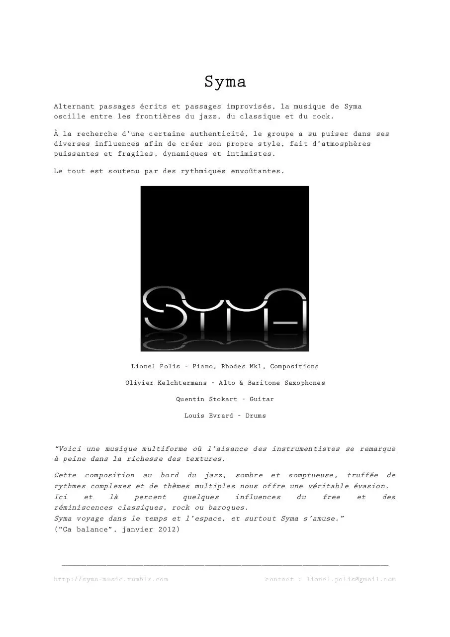 Page 1 of 7, SYMA Press Book