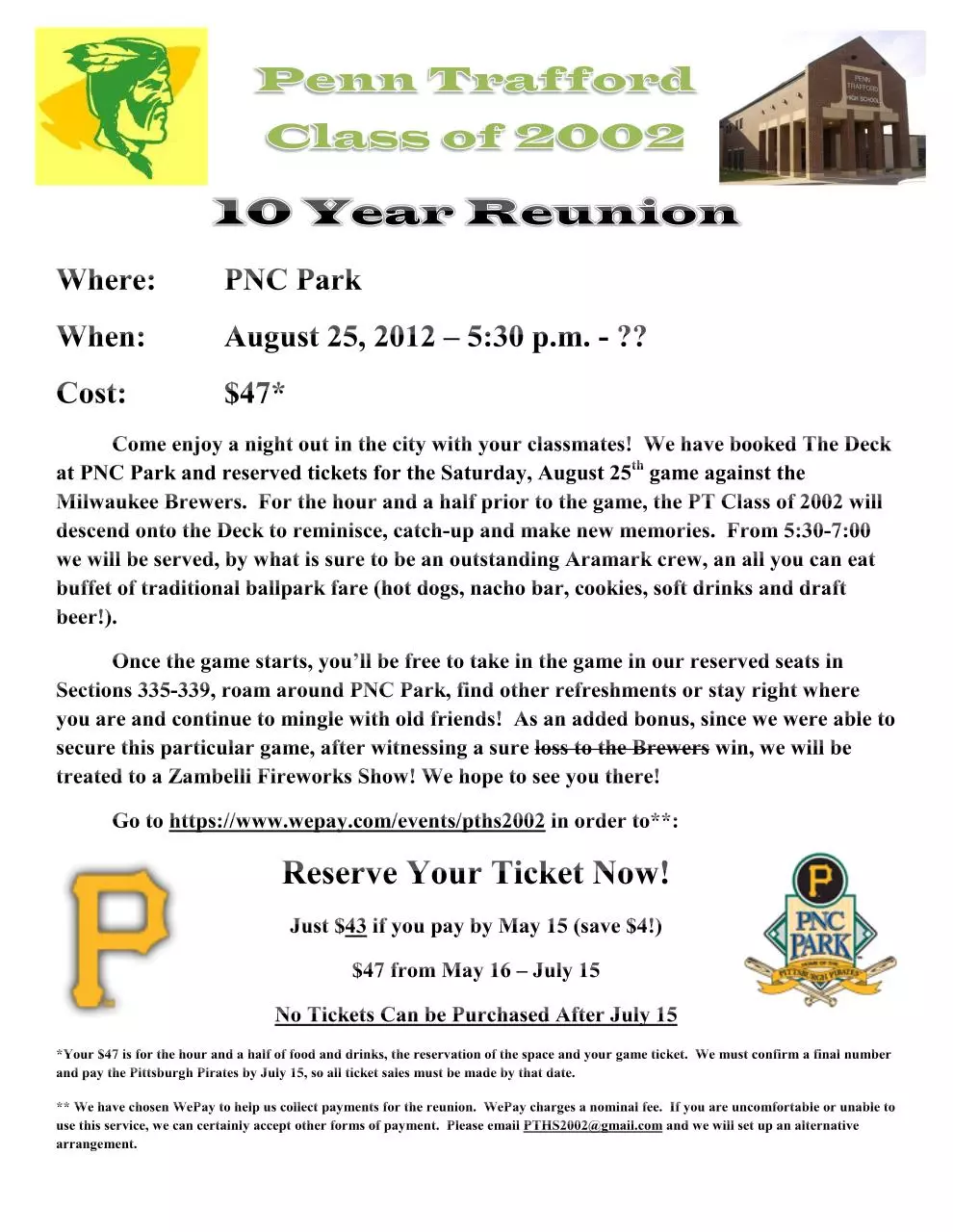 Page 1 of 2, 10 Year Reunion Flyer