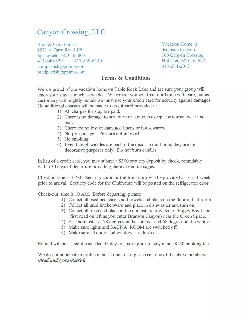 Page 3 of 5, Canyon Crossing Policy, Terms, Info, Map 2011