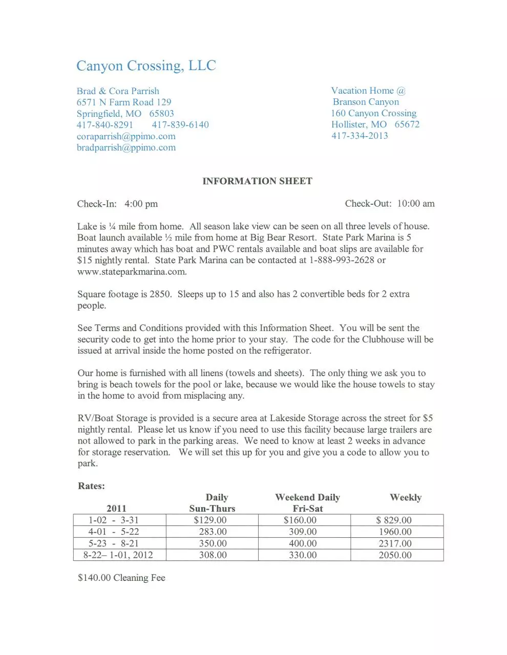 Page 4 of 5, Canyon Crossing Policy, Terms, Info, Map 2011