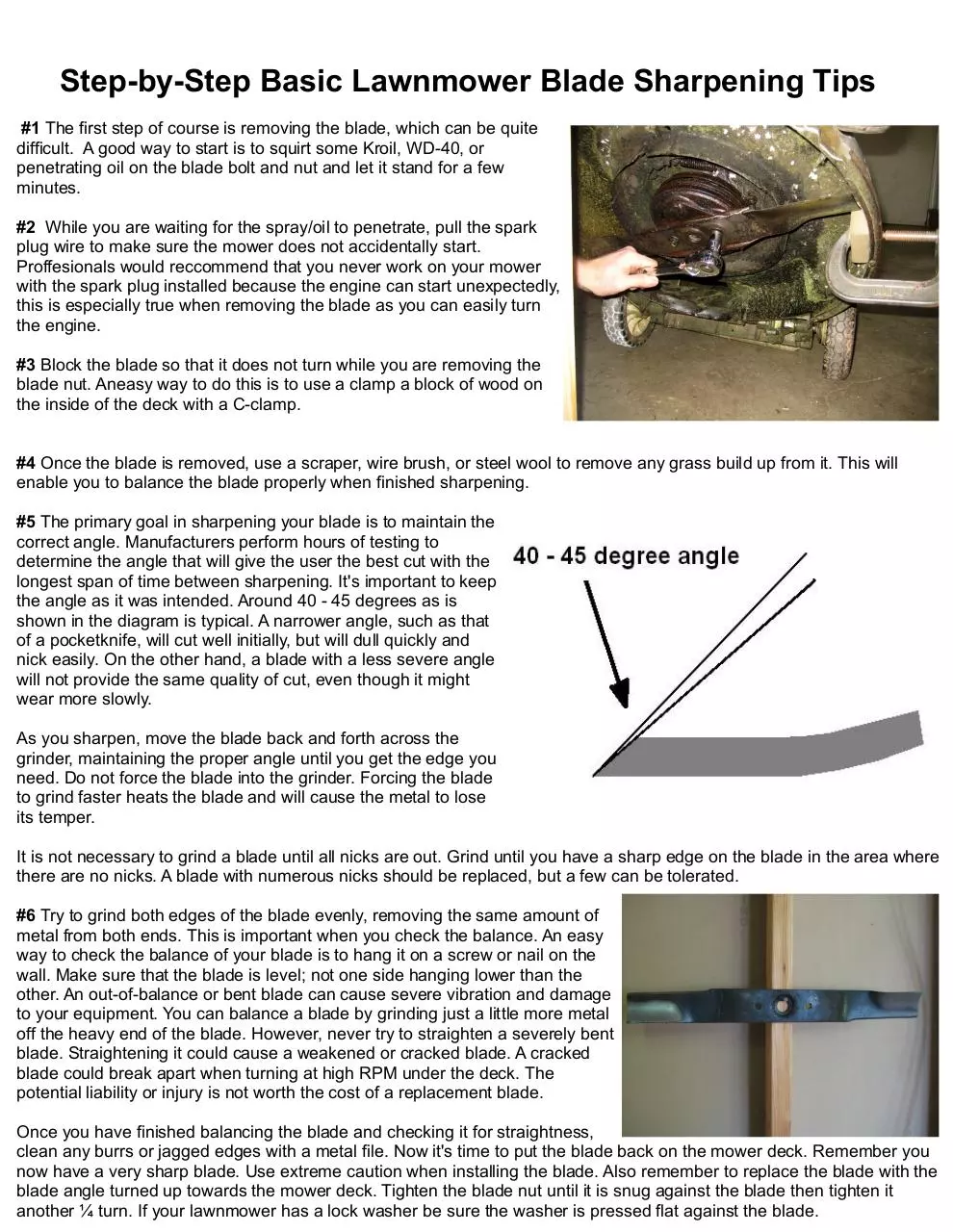 Page 1 of 2, Lawnmower Blade Sharpening Tips