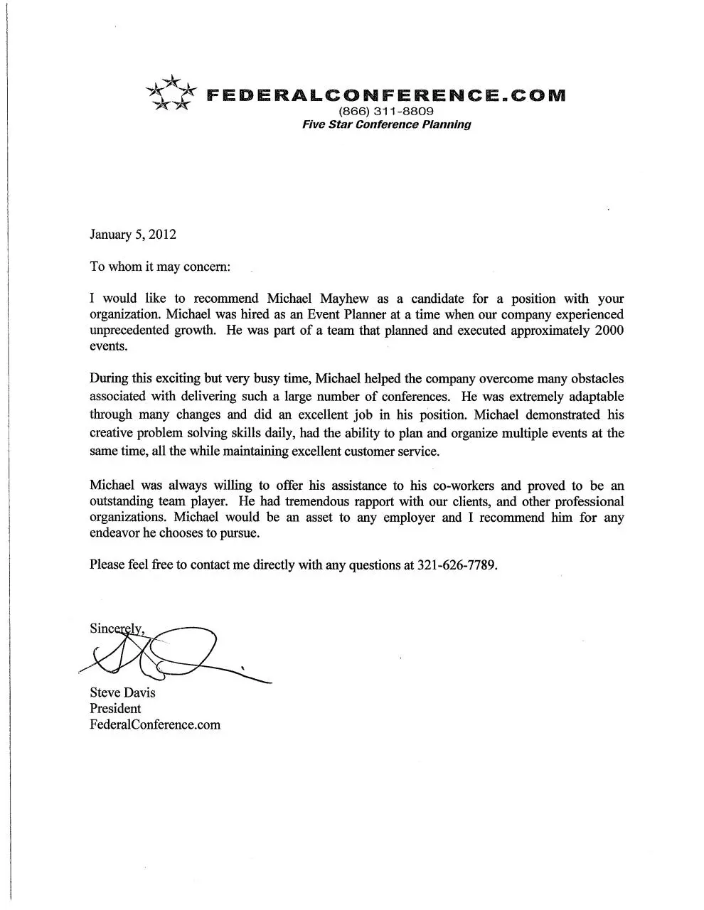 Page 1 of 1, Mayhew LOR