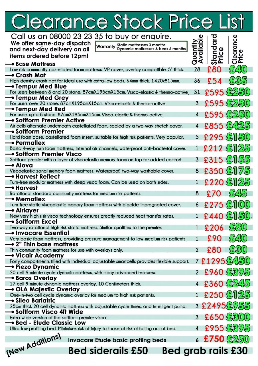 Page 2 of 2, Spring Clearance Flyer