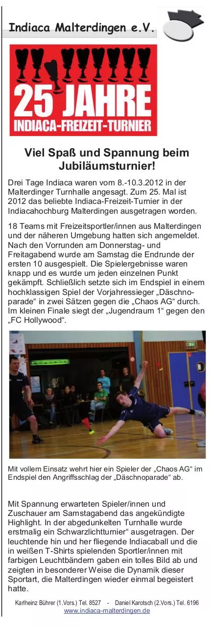 Page 1 of 1, nachbericht indiacaturnier