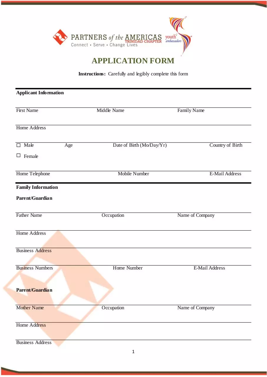Page 1 of 8, APPLICATION FORM