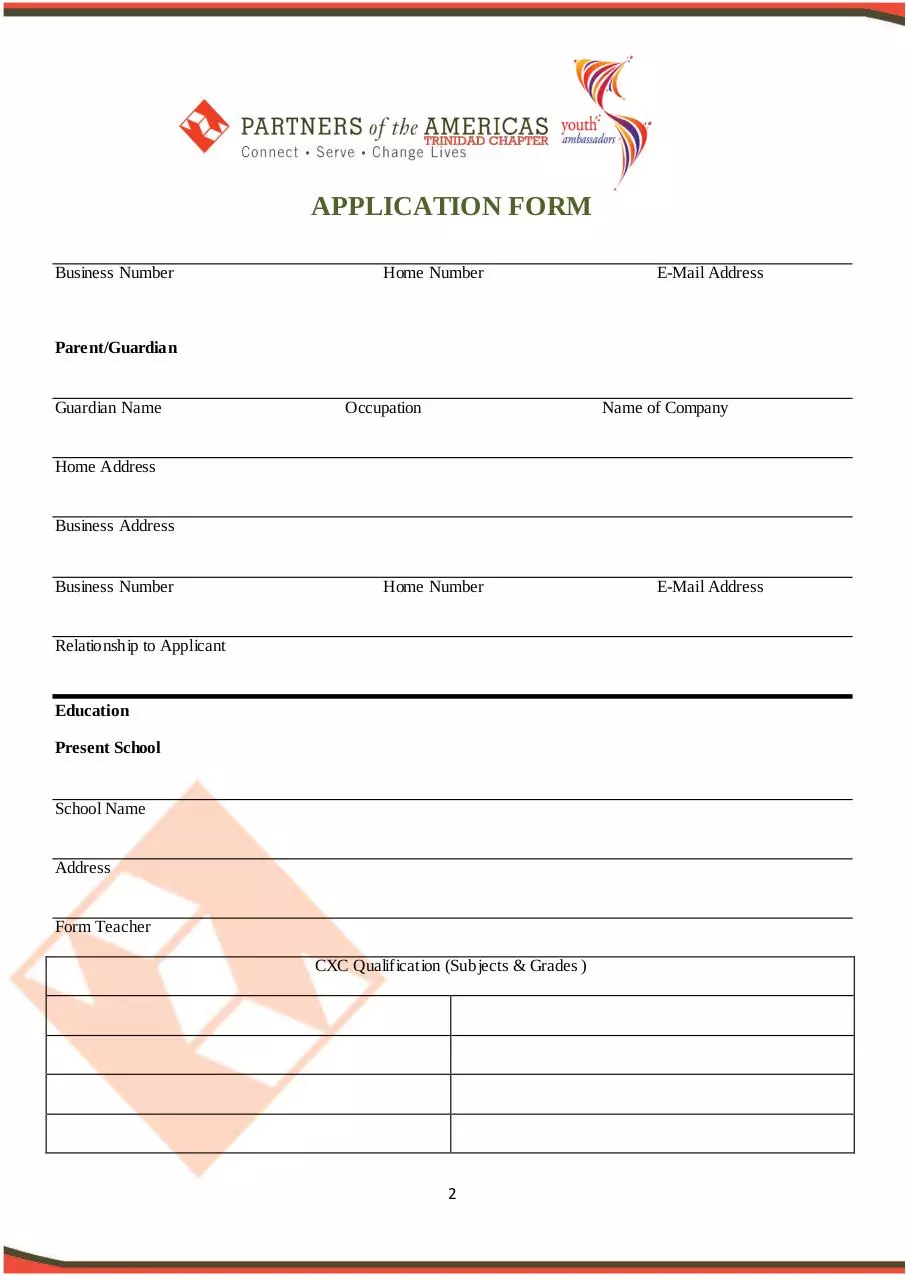 Page 2 of 8, APPLICATION FORM