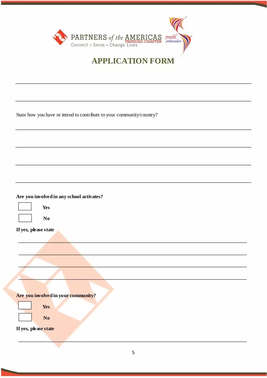 Page 5 of 8, APPLICATION FORM