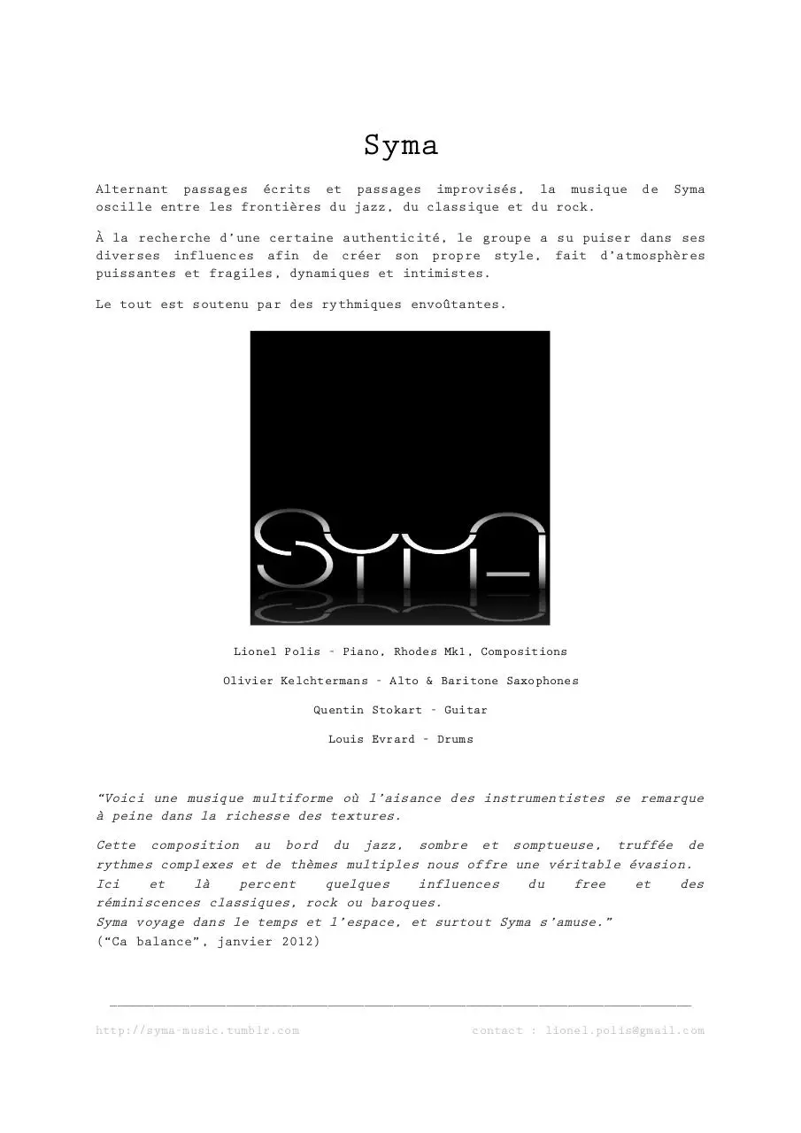 Page 1 of 7, SYMA Press Book