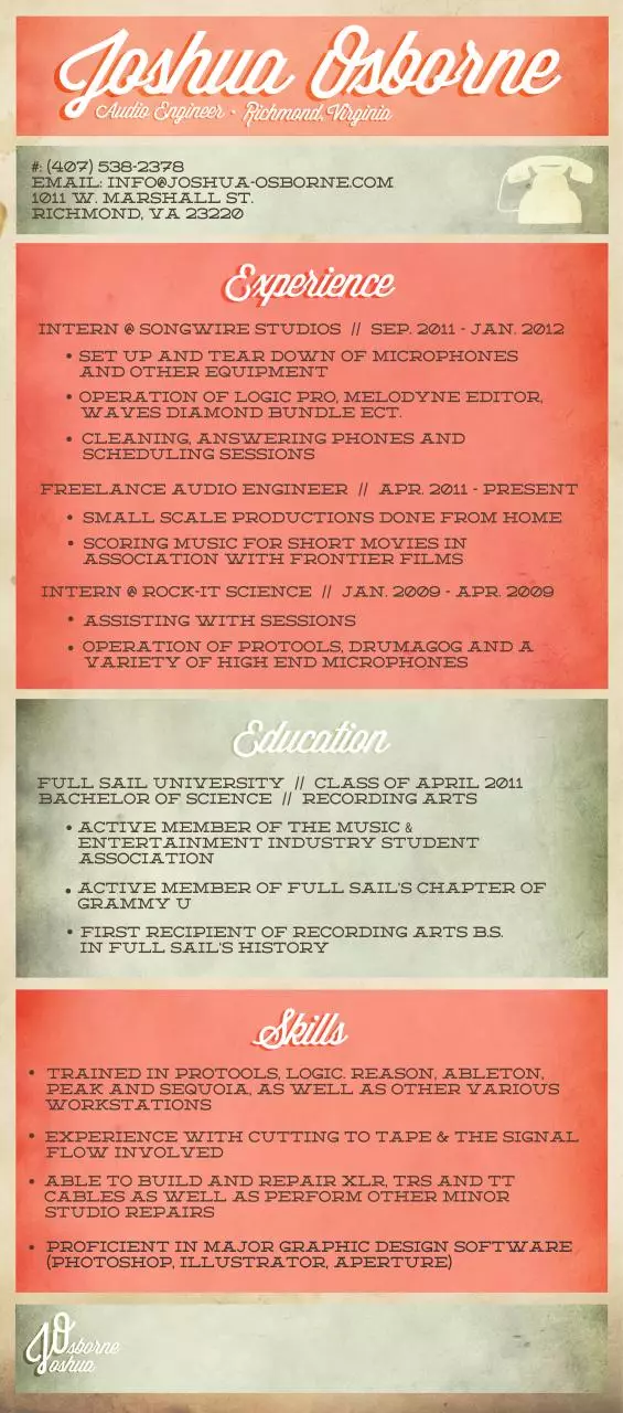 Page 1 of 1, JoshuaOsborne Resume
