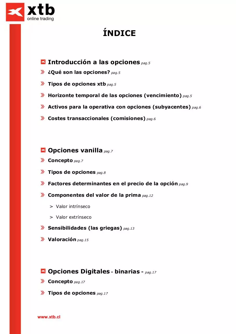 Page 2 of 52, XTB Manual Opciones