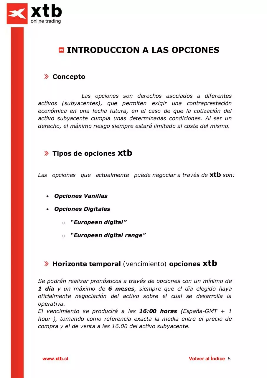 Page 5 of 52, XTB Manual Opciones