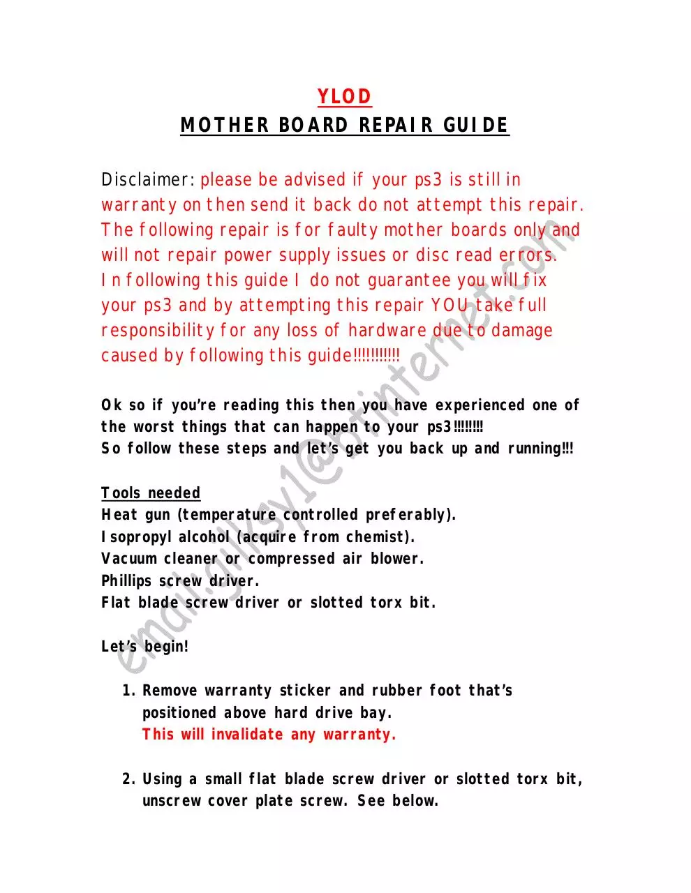 Page 1 of 18, YLOD fix