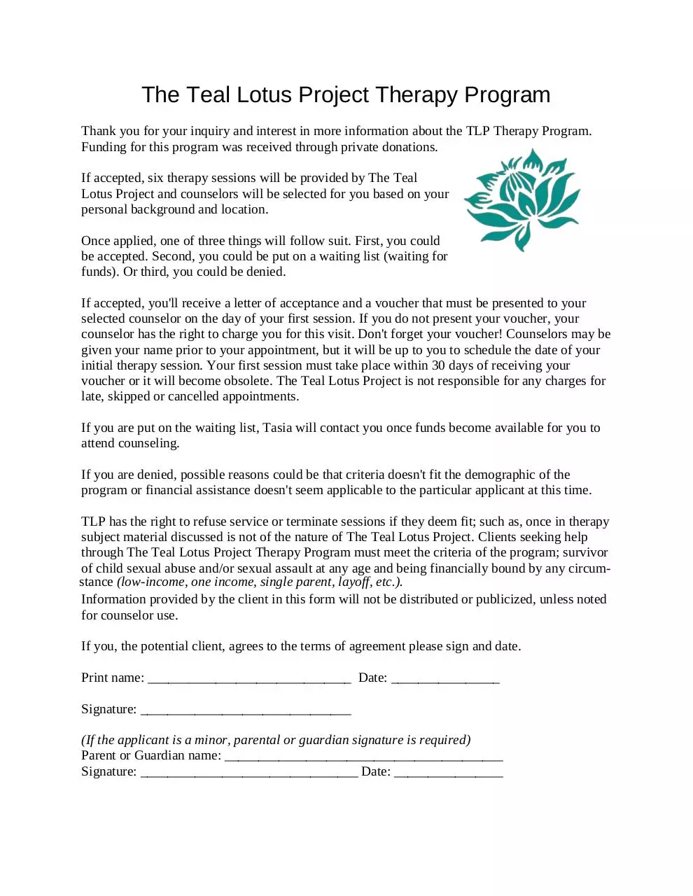 Page 1 of 2, ApplicationTLPTherapy