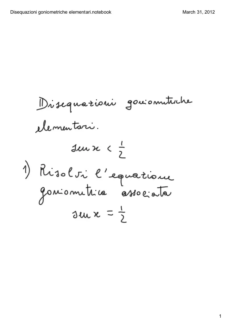 Page 1 of 5, Disequazioni goniometriche elementari