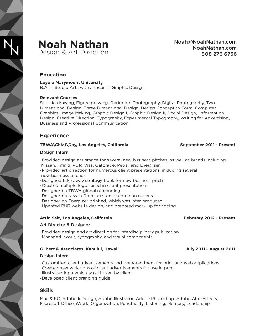 Page 1 of 1, NoahNathan Resume