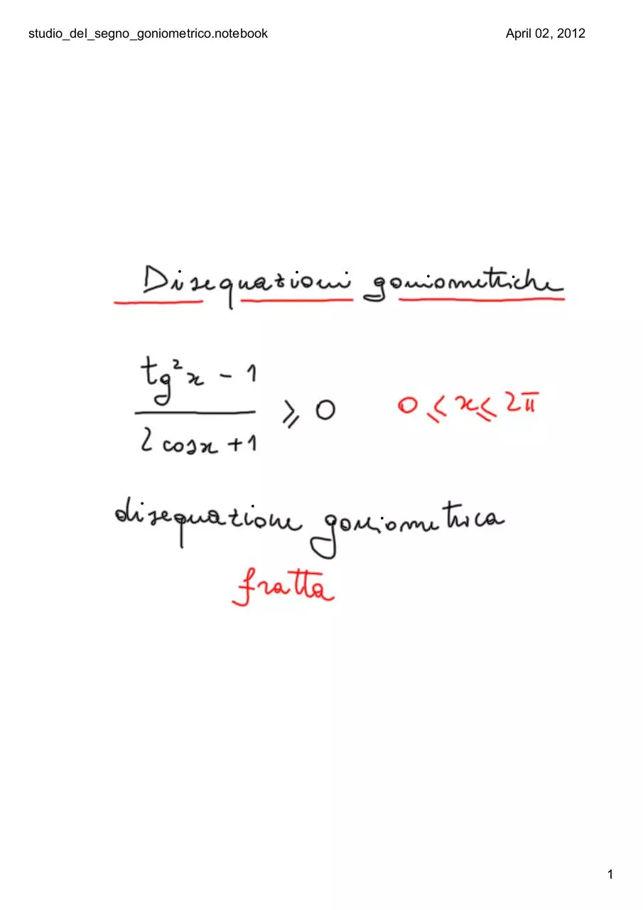 Page 1 of 13, Studio del segno goniometrico