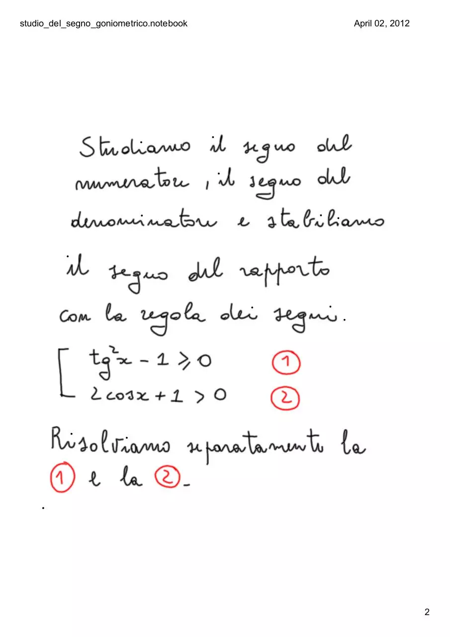 Page 2 of 13, Studio del segno goniometrico