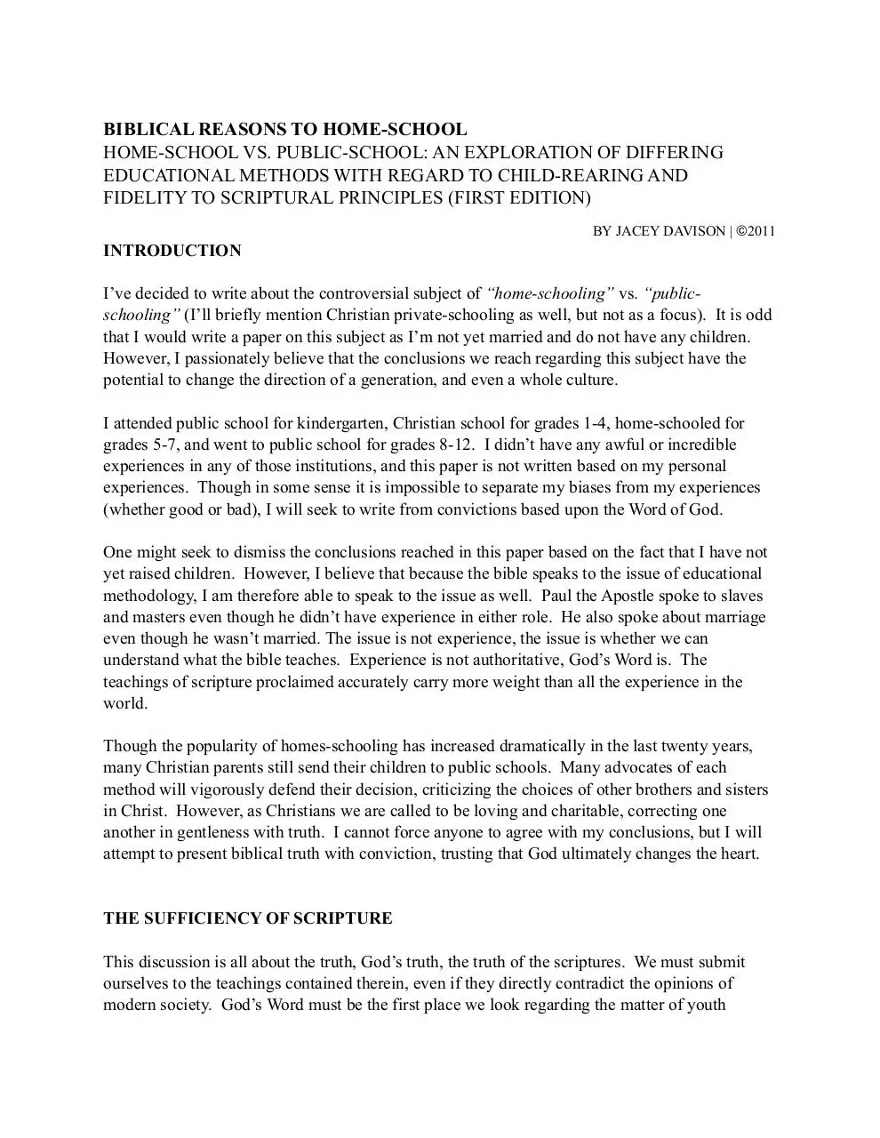 Page 1 of 19, A Biblical Defense of Homeschooling