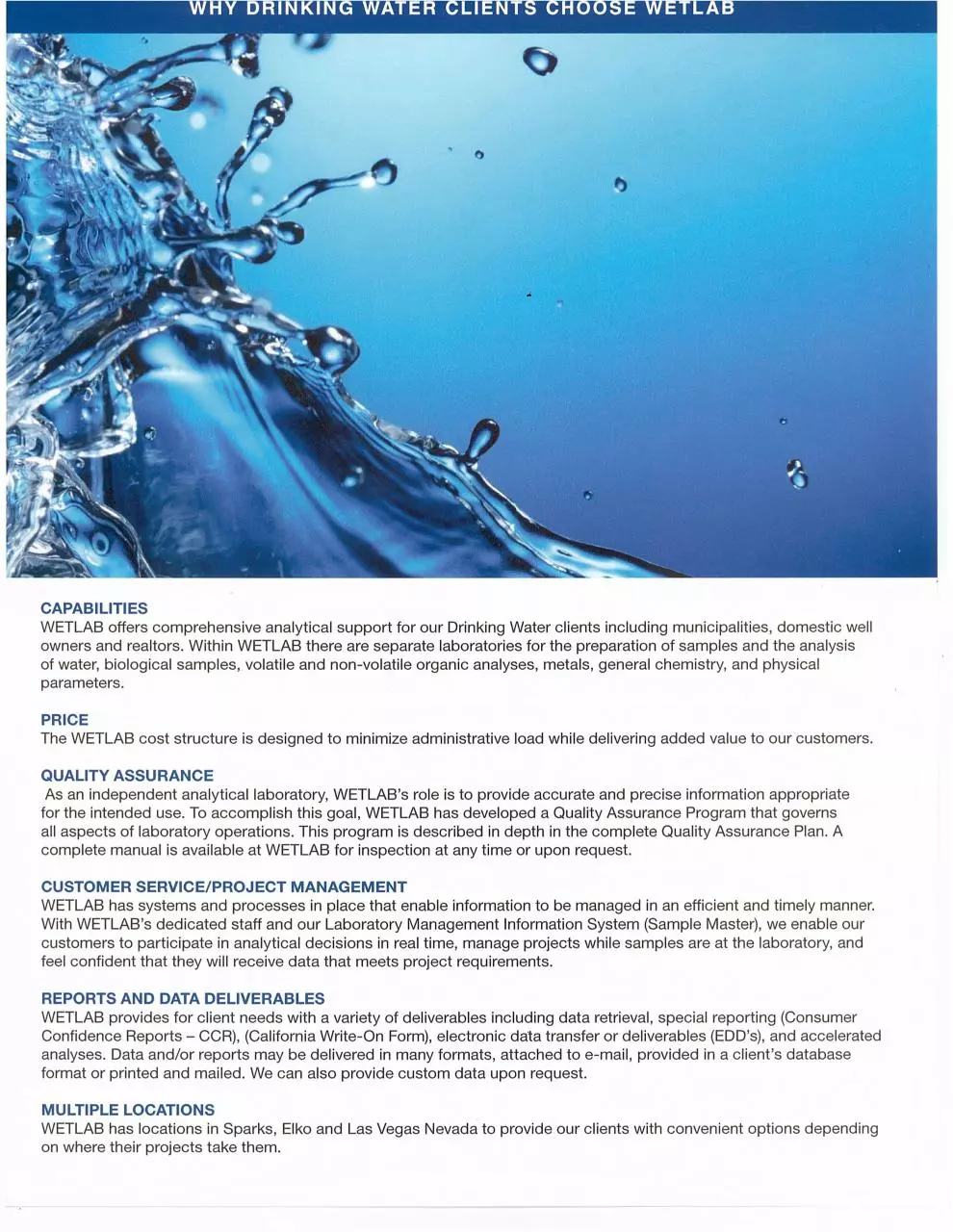 Page 2 of 2, WETLAB Drinking Water