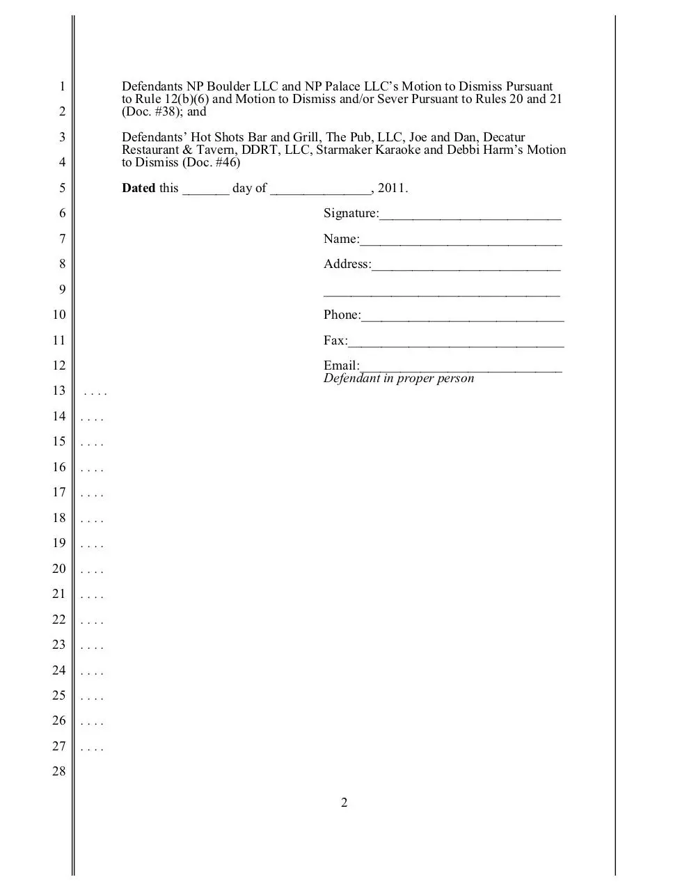 Page 2 of 4, GENERIC MOTION TO DISMISS