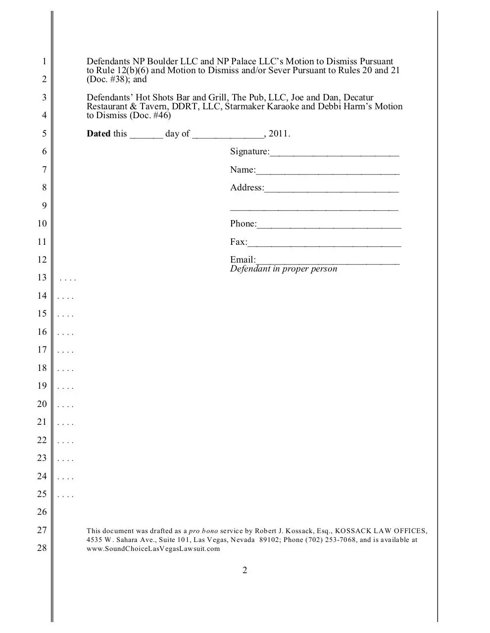Page 2 of 4, GENERIC MOTION TO DISMISS