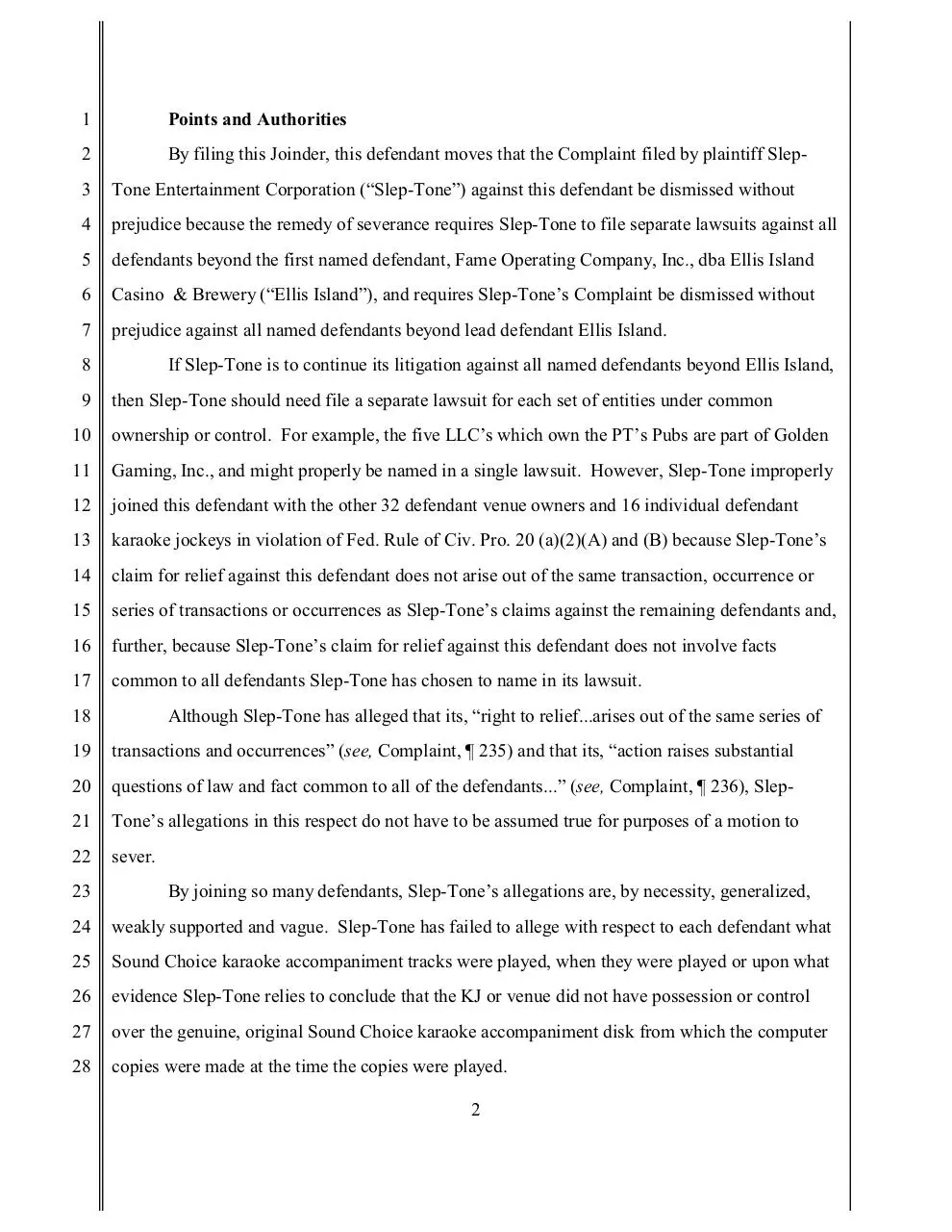 Page 2 of 8, GENERIC MOTION TO SEVER
